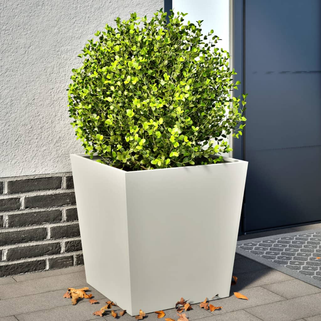 Plantekasser 2 stk hvit 50x50x50 cm stål