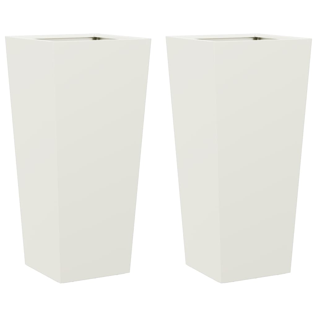 Plantekasser 2 stk hvit 35x35x75 cm stål