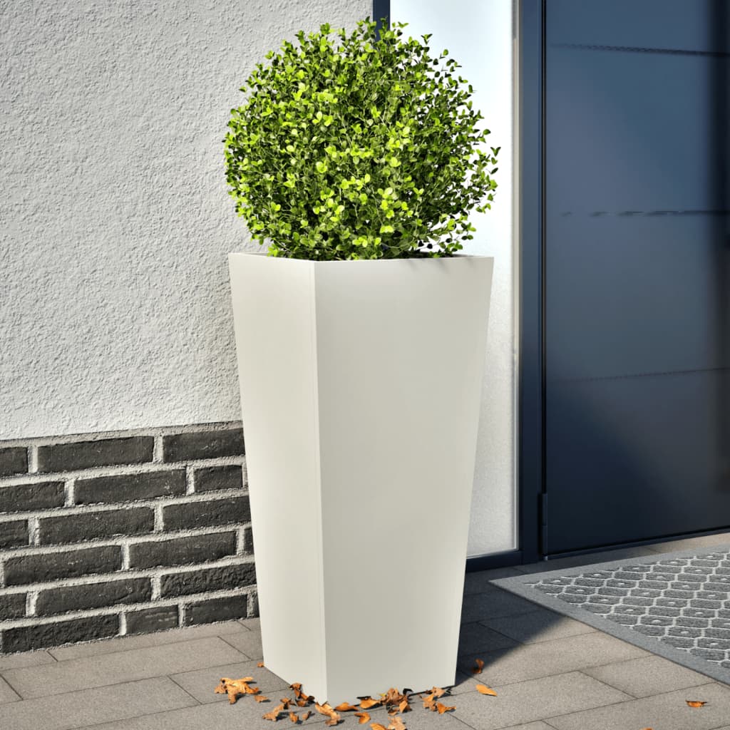 Plantekasser 2 stk hvit 35x35x75 cm stål