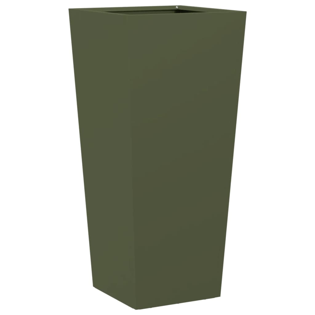 Plantekasse olivengrønn 35x35x75 cm stål
