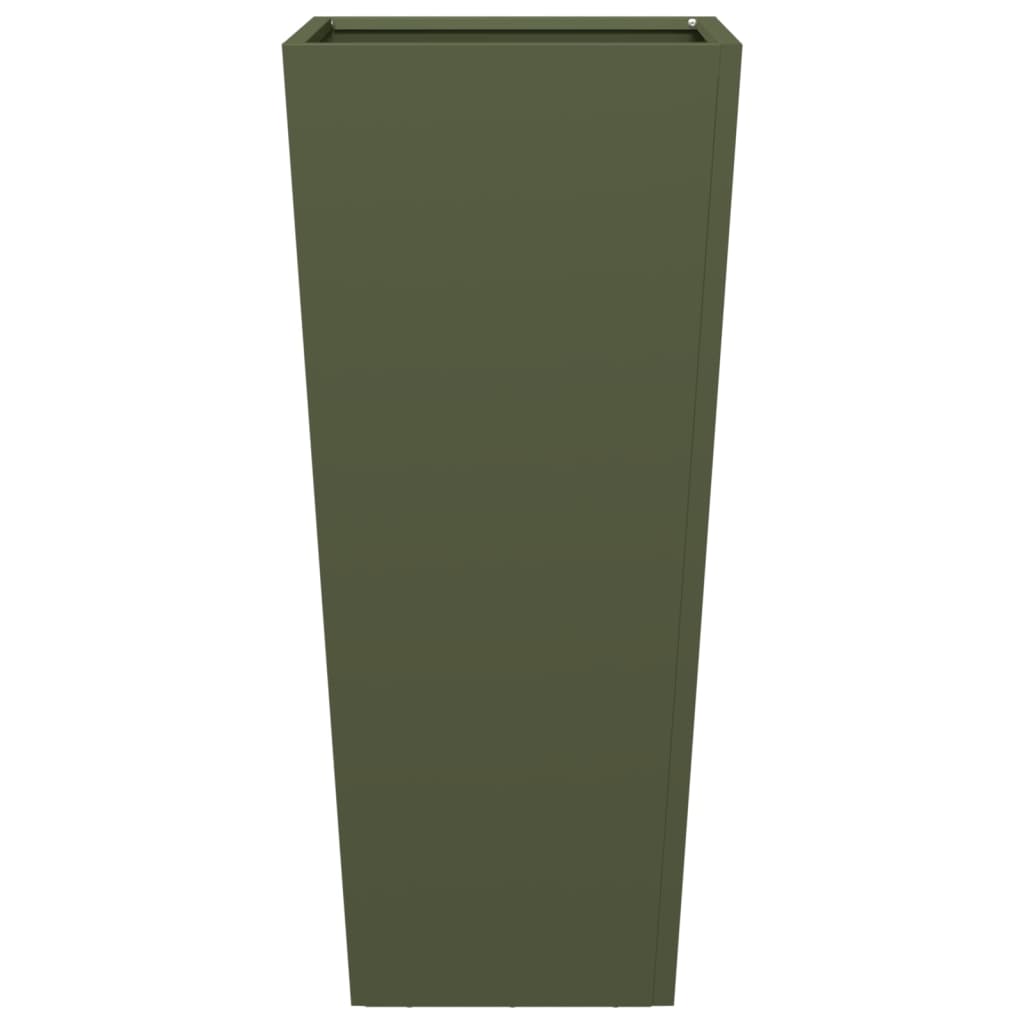 Plantekasse olivengrønn 35x35x75 cm stål