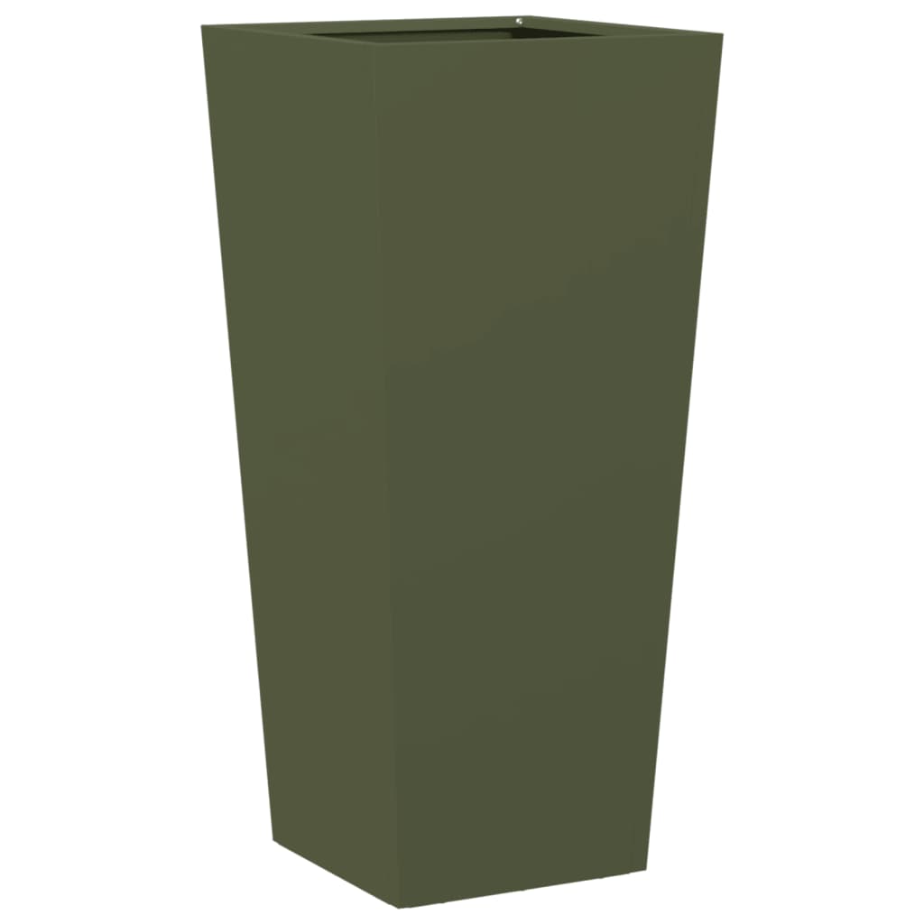 Plantekasser 2 stk olivengrønn 35x35x75 cm stål