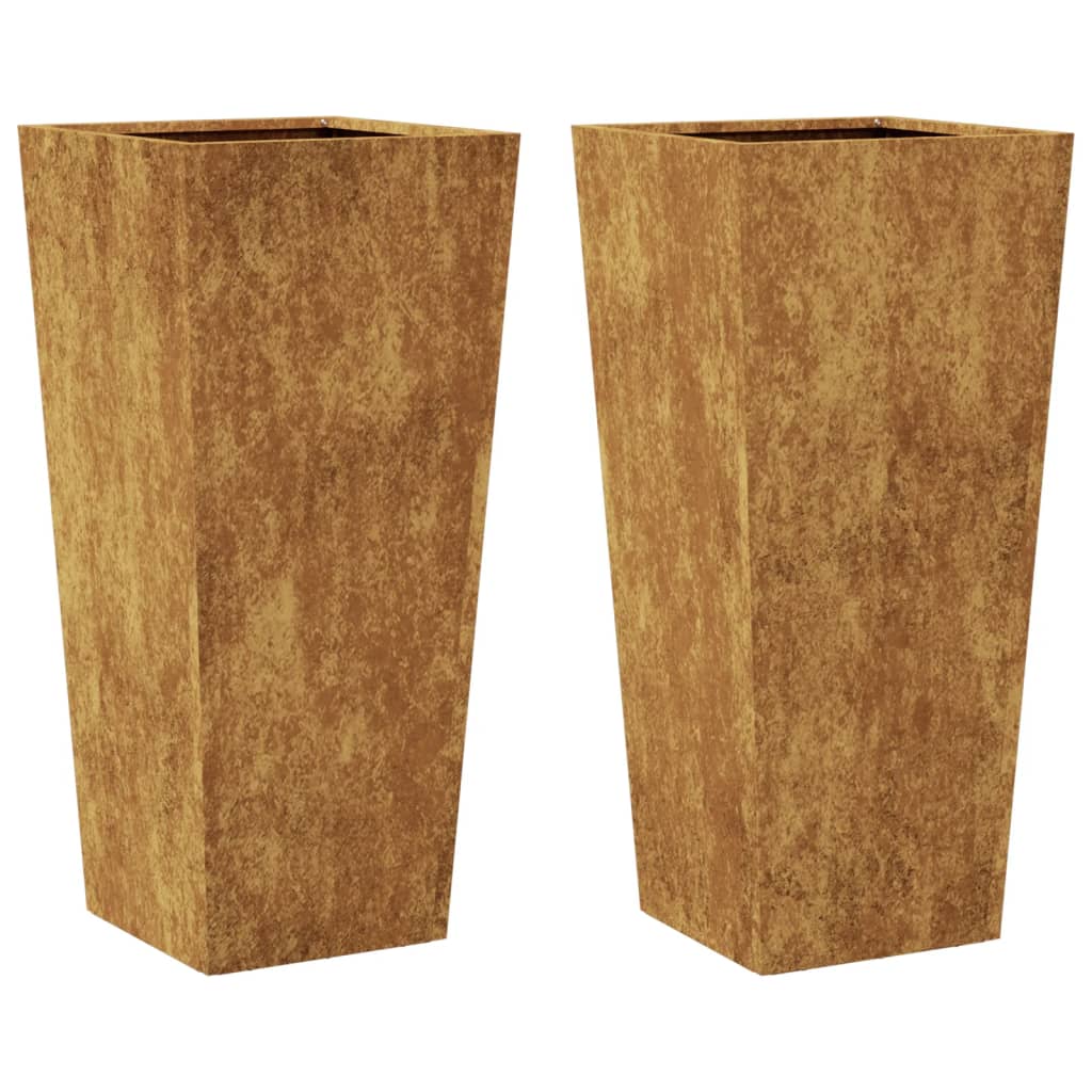 Hageplanter 2 stk 35x35x75 cm oksidert stål