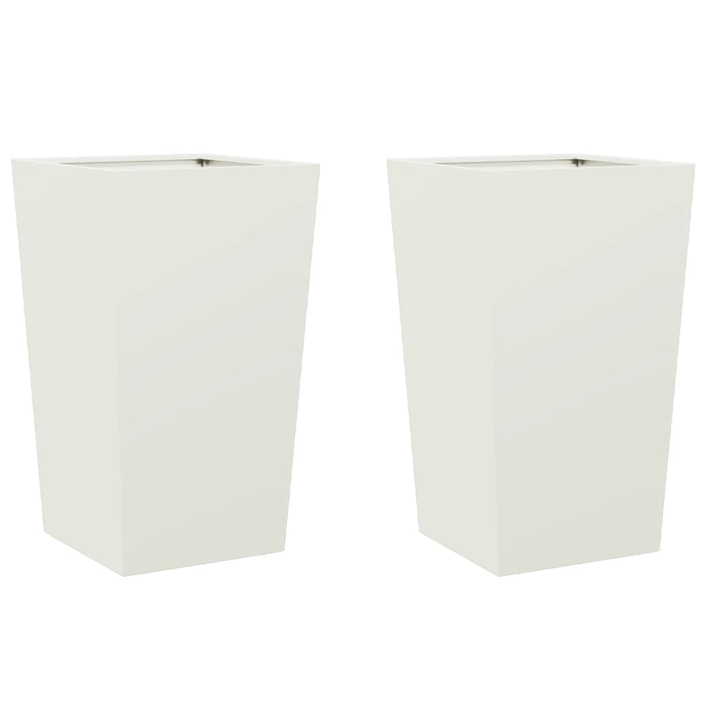 Plantekasser 2 stk hvit 45x45x75 cm stål