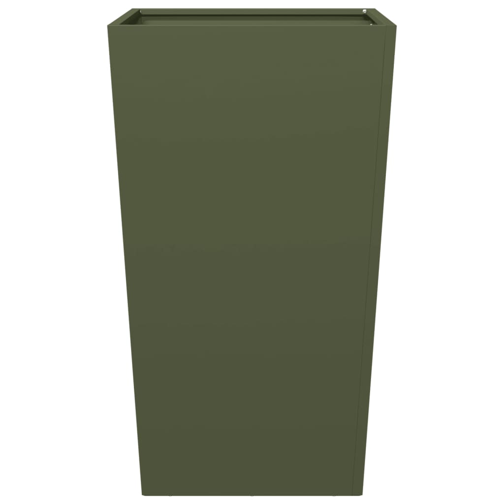 Plantekasser 2 stk olivengrønn 45x45x75 cm stål