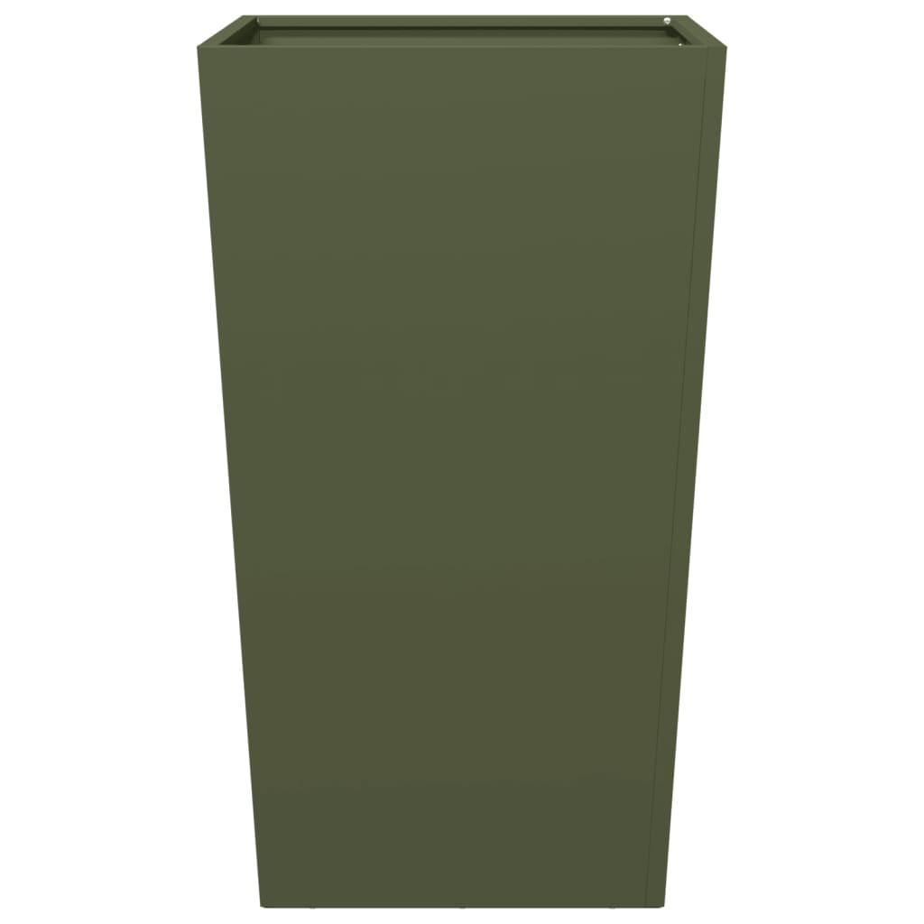 Plantekasser 2 stk olivengrønn 45x45x75 cm stål