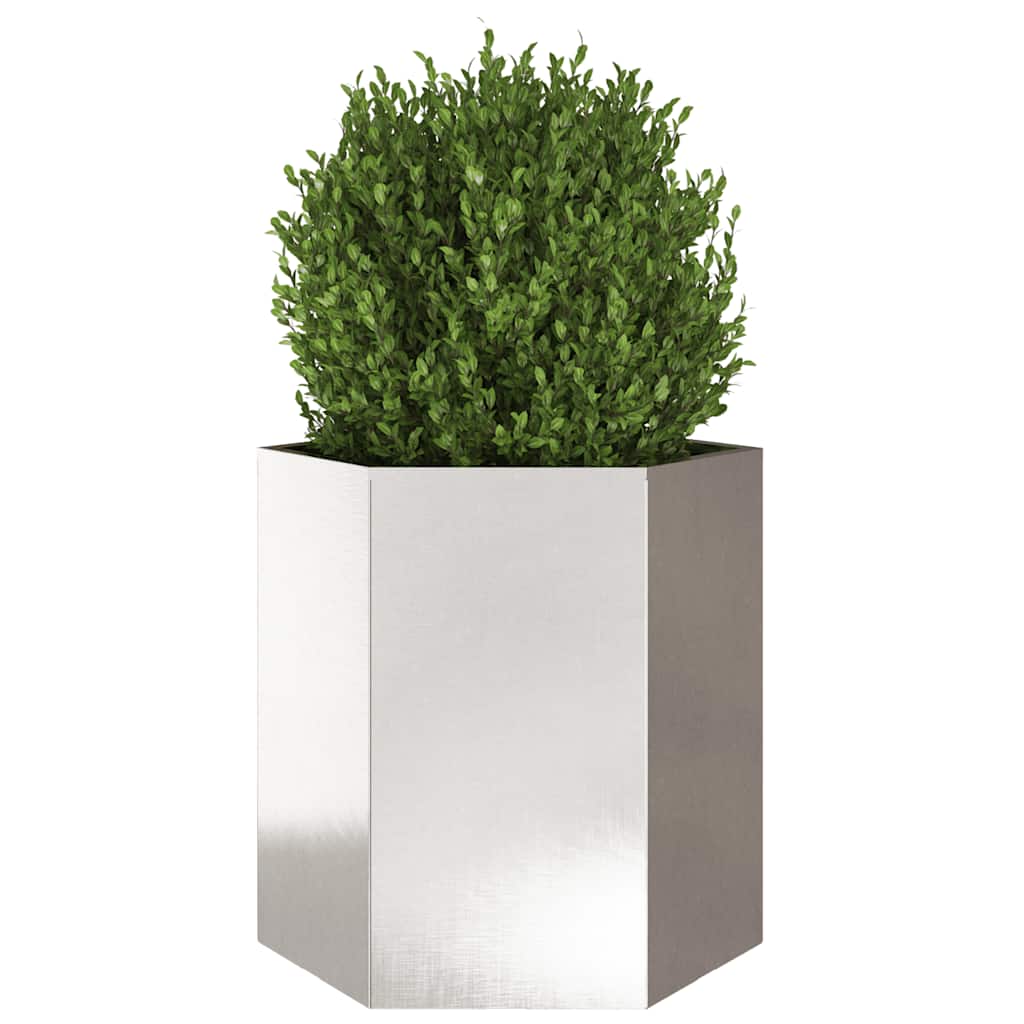 Plantekasse sekskantet 46x40x45 cm rustfritt stål