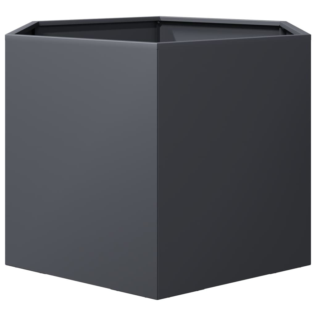 Plantekasse antrasitt sekskantet 69x60x45 cm stål