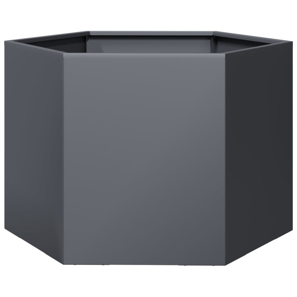 Plantekasse antrasitt sekskantet 69x60x45 cm stål