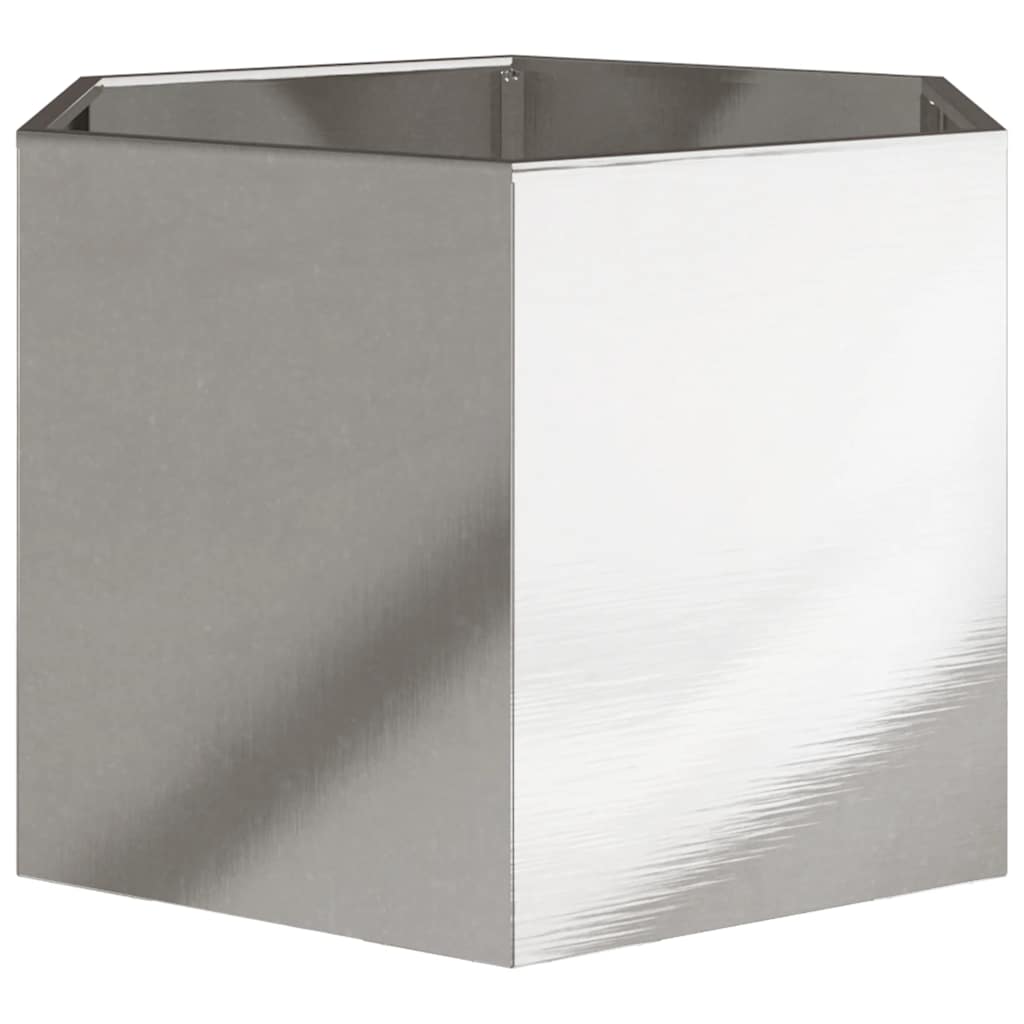 Plantekasse sekskantet 69x60x45 cm rustfritt stål