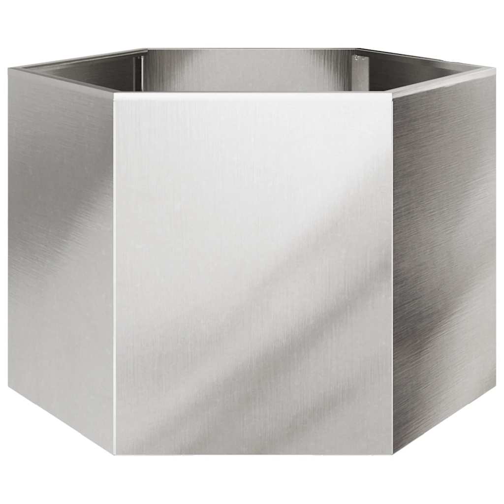 Plantekasse sekskantet 69x60x45 cm rustfritt stål
