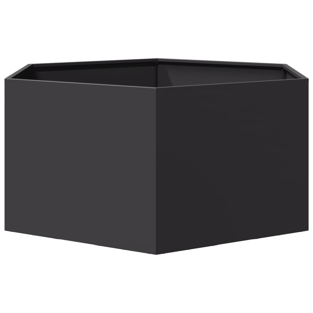 Plantekasse svart sekskantet 104x90x45 cm stål
