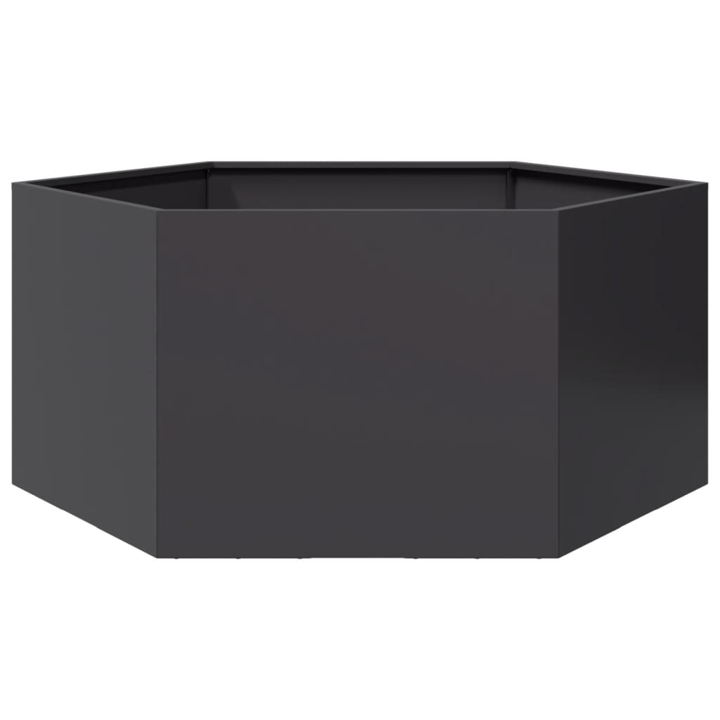 Plantekasse svart sekskantet 104x90x45 cm stål