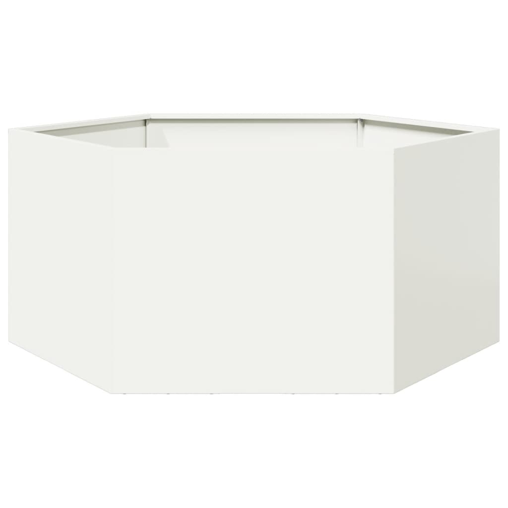 Plantekasse hvit sekskantet 104x90x45 cm stål
