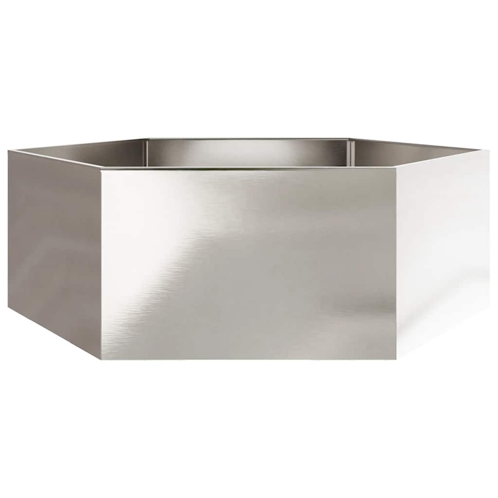 Plantekasse sekskantet 138x120x45 cm rustfritt stål