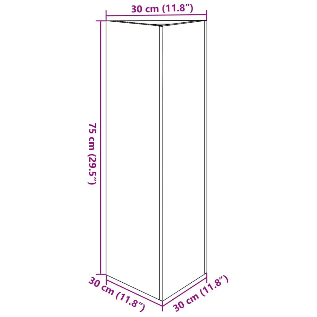 Plantekasse svart trekantet 30x26x75 cm stål