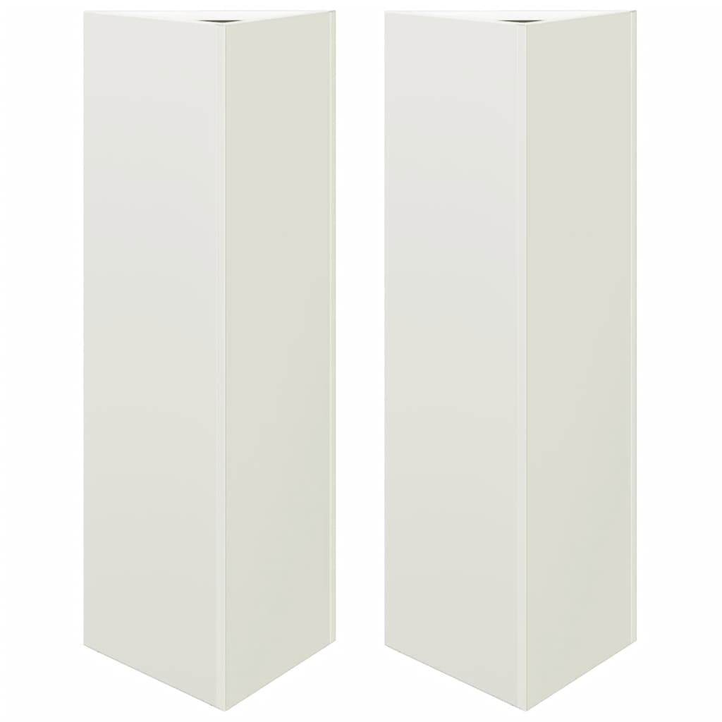 Plantekasser 2 stk hvit trekantet 30x26x75 cm stål