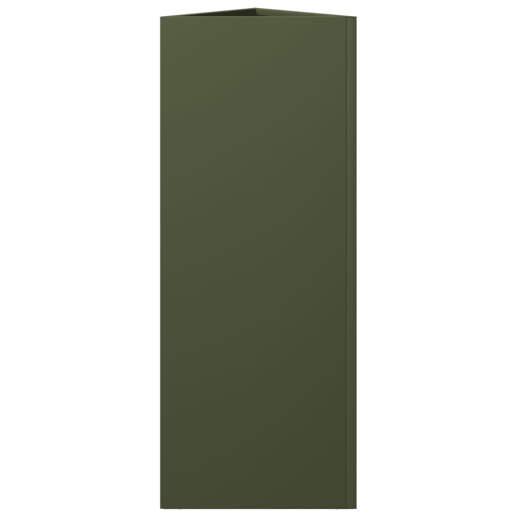 Plantekasse olivengrønn trekantet 30x26x75 cm stål