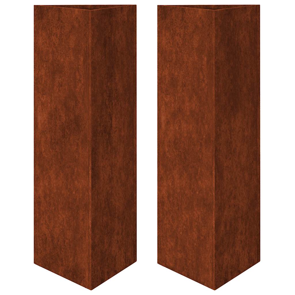 hageplanter 2 stk trekantet 30x26x75 cm oksidert stål