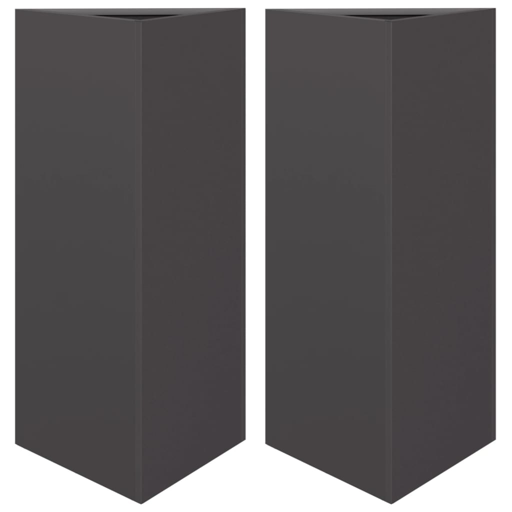 Plantekasser 2 stk olivengrønn trekantet 40x34,5x75 cm stål