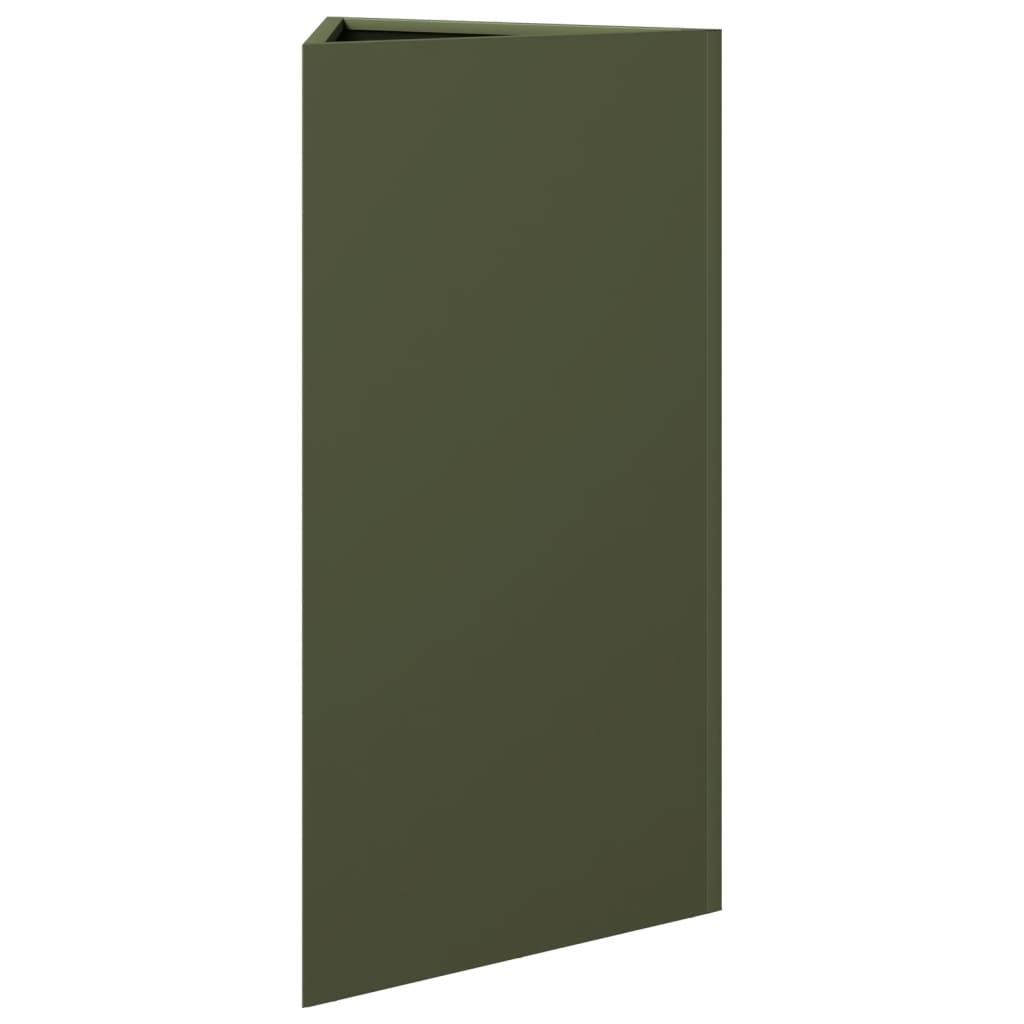 Plantekasse olivengrønn trekantet 40x34,5x75 cm stål