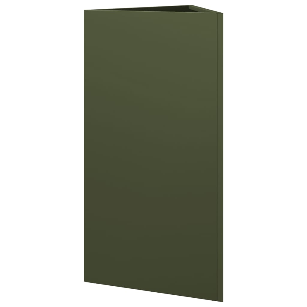 Plantekasse olivengrønn trekantet 40x34,5x75 cm stål