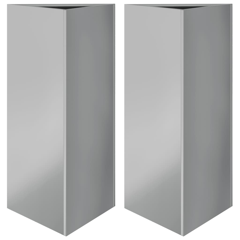 Plantekasser 2 stk trekantet 40x34,5x75 cm galvanisert stål