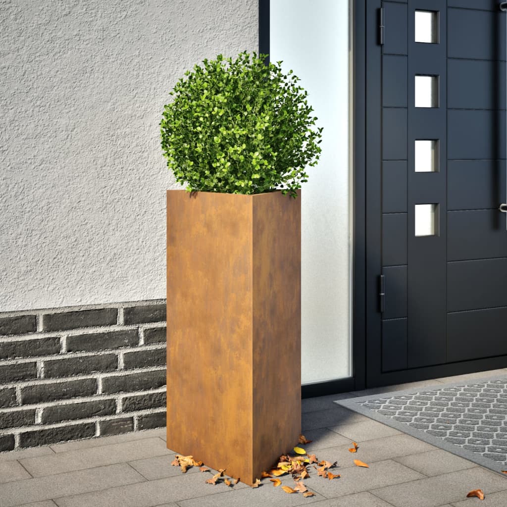 Plantekasser 2 stk trekantet 40x34,5x75 cm oksidert stål