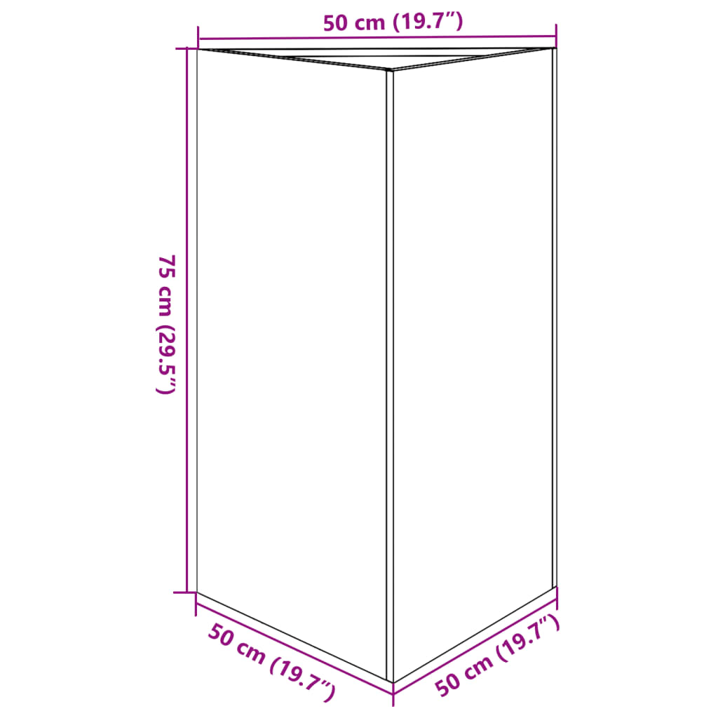 Plantekasse svart trekantet 50x43x75 cm stål