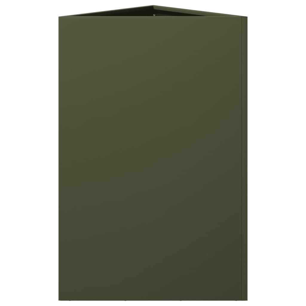 Plantekasse olivengrønn trekantet 50x43x75 cm stål