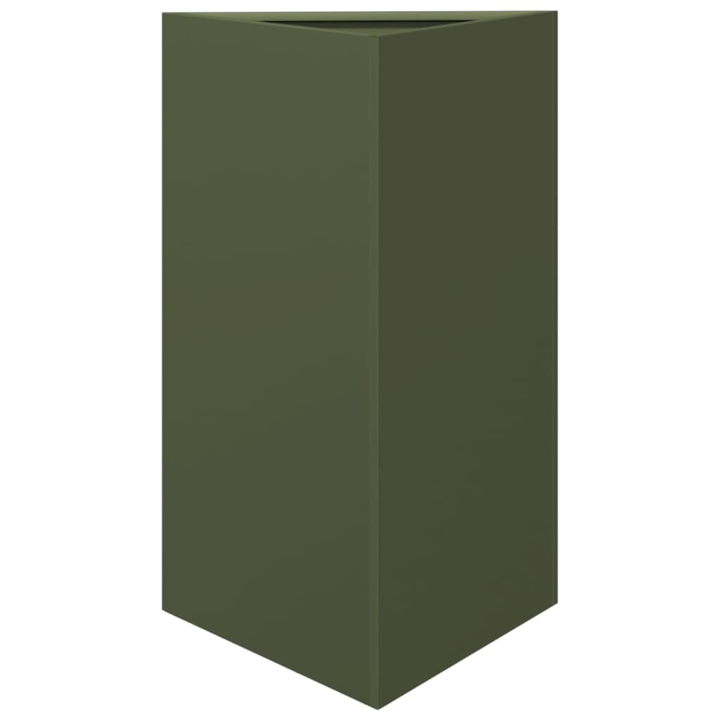 Plantekasser 2 stk olivengrønn trekantet 50x43x75 cm stål