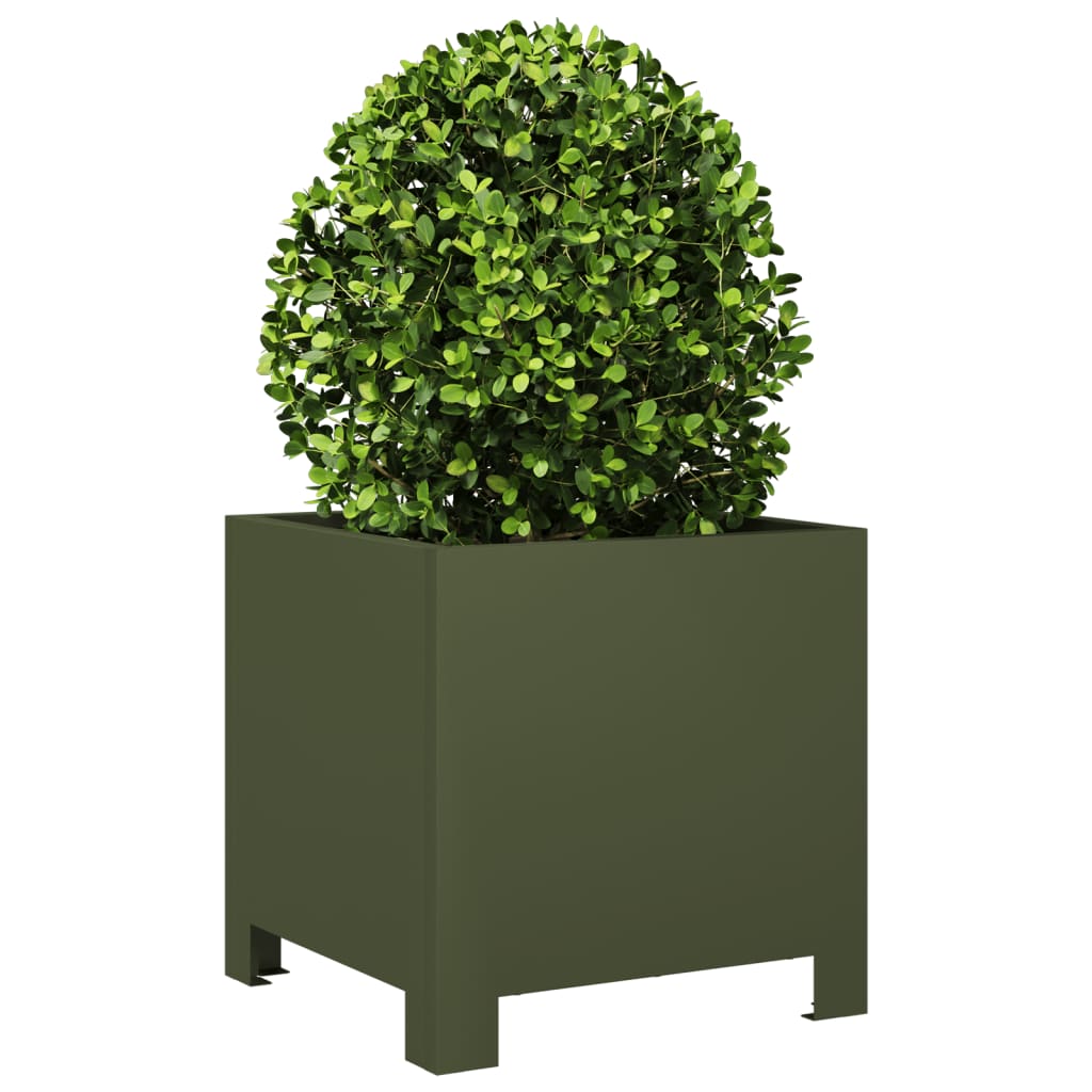 Plantekasse olivengrønn 30x30x30 cm stål