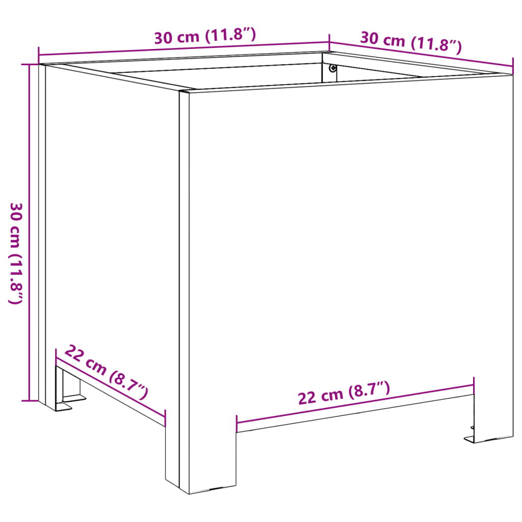 Plantekasse 30x30x30 cm galvanisert stål