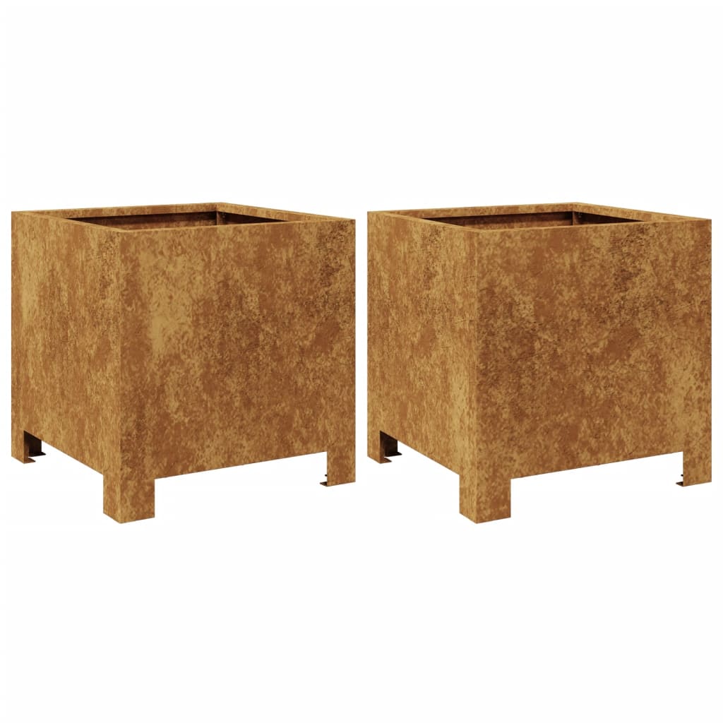 Hageplanter 2 stk 30x30x30 cm oksidert stål