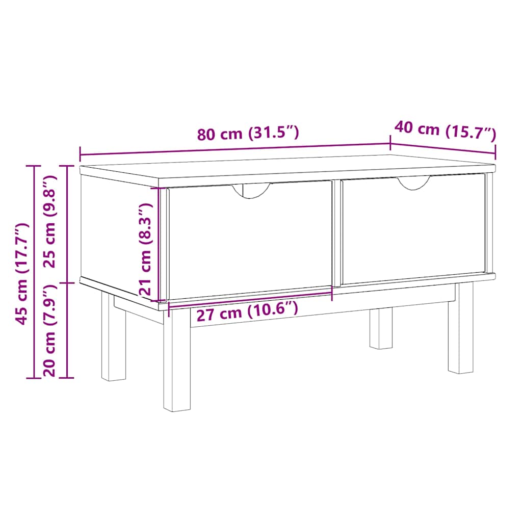 Gangbenk OTTA 80x40x45 cm heltre furu