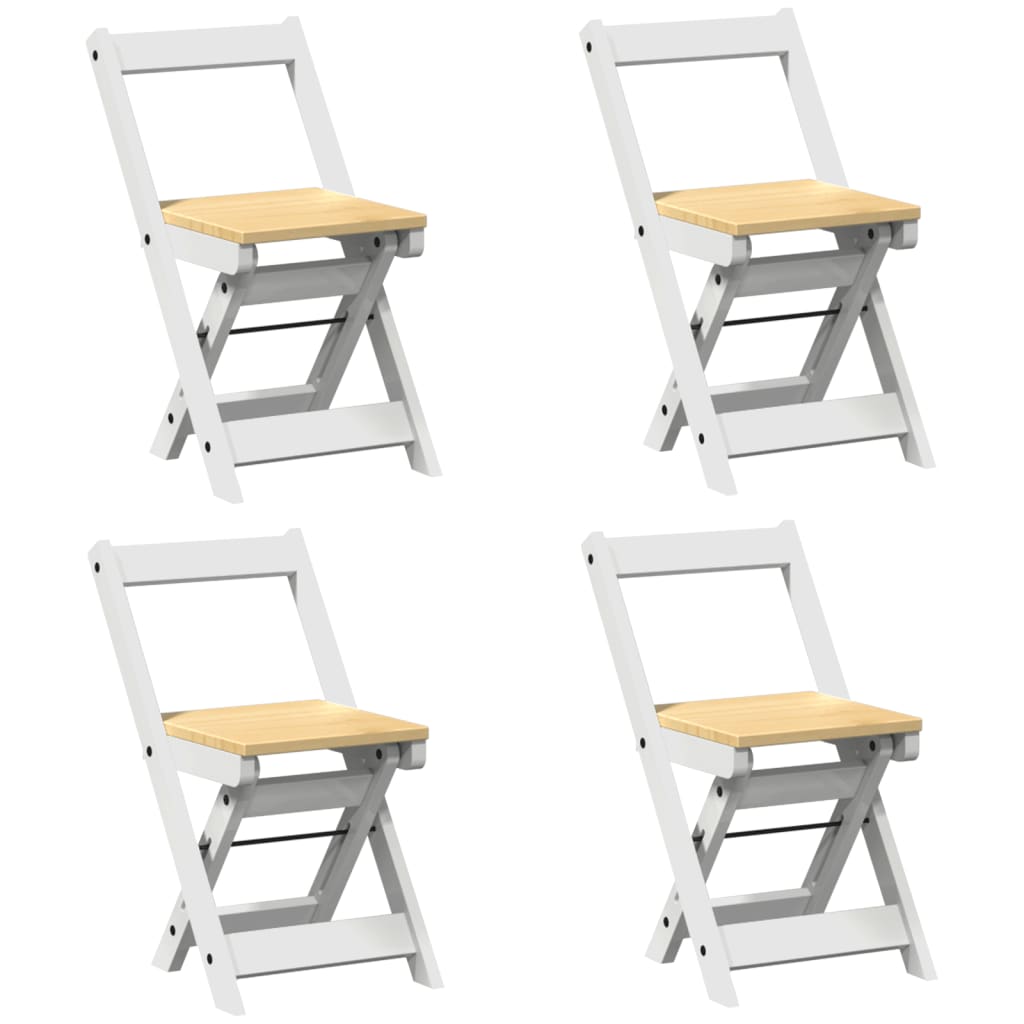 Sammenleggbare spisestoler 4 stk Corona hvit heltre furu