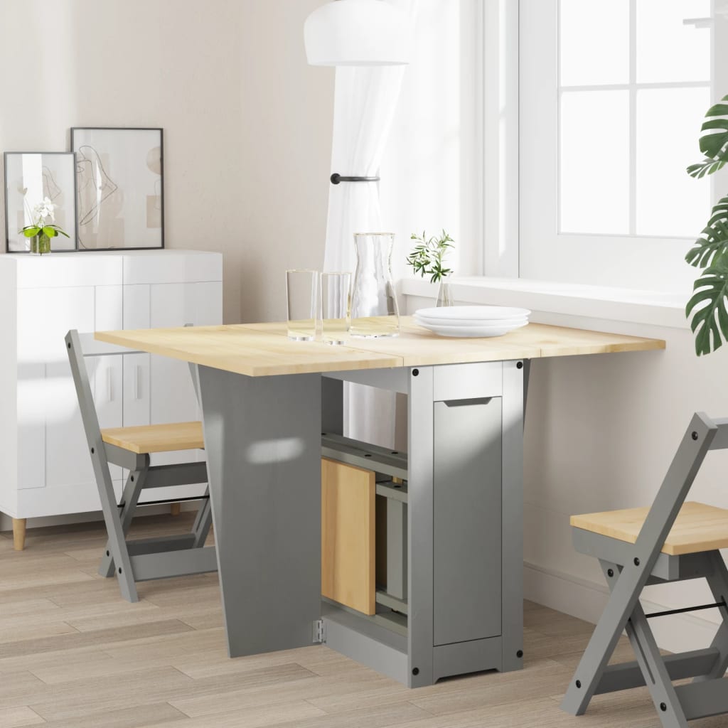 Sommerfugl spisebord sammenleggbart Corona grå heltre furu