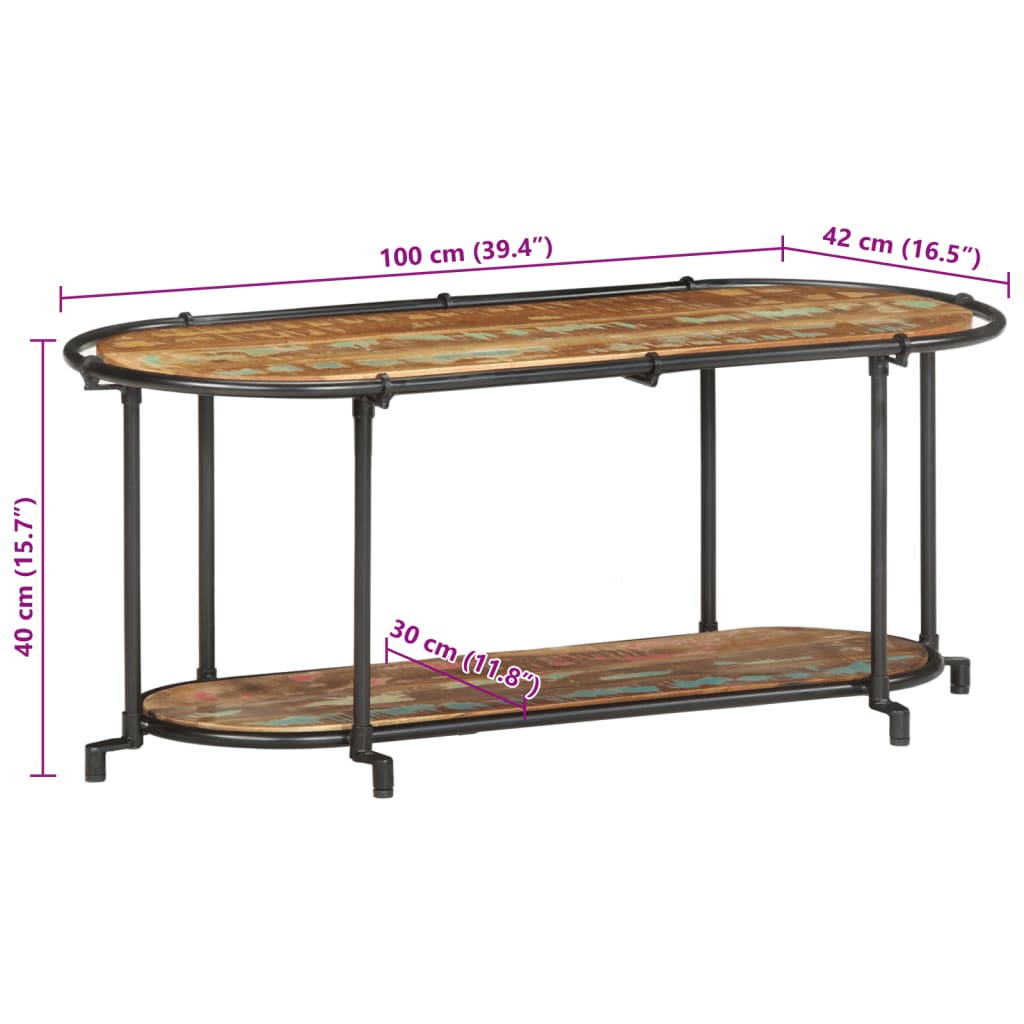 TV-benk 100x42x40 cm gjenvunnet heltre