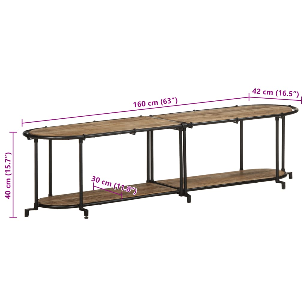 TV-benk 160x42x40 cm grov heltre mango