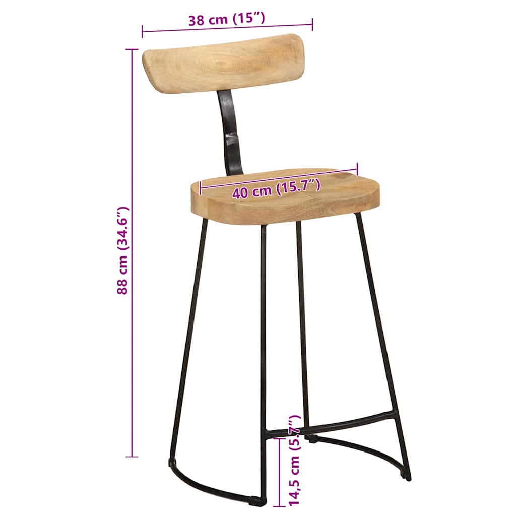 Barkrakker 2 stk 49x43x88 cm heltre mango