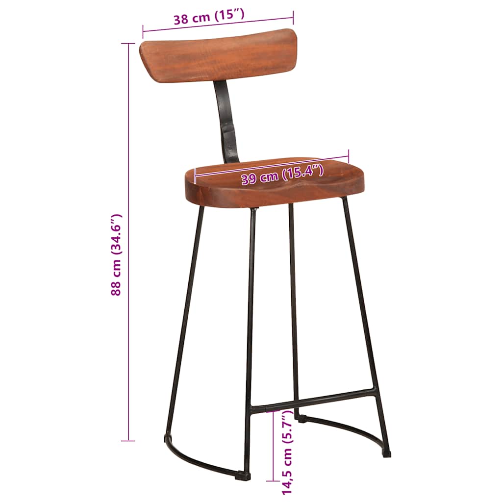 Barkrakker 2 stk 49x43x88 cm heltre mango