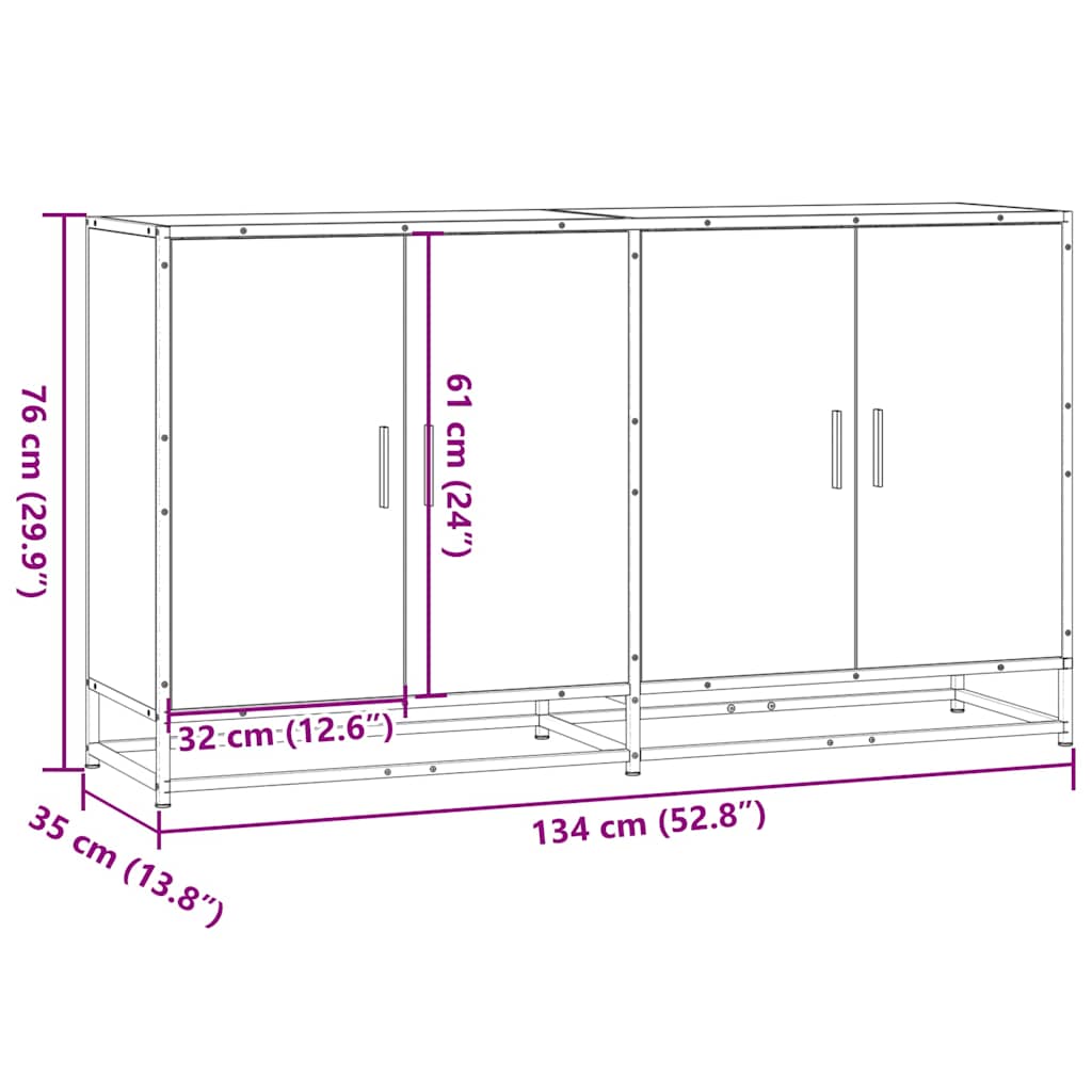Skjenk røkt eik 134x35x76 cm konstruert tre