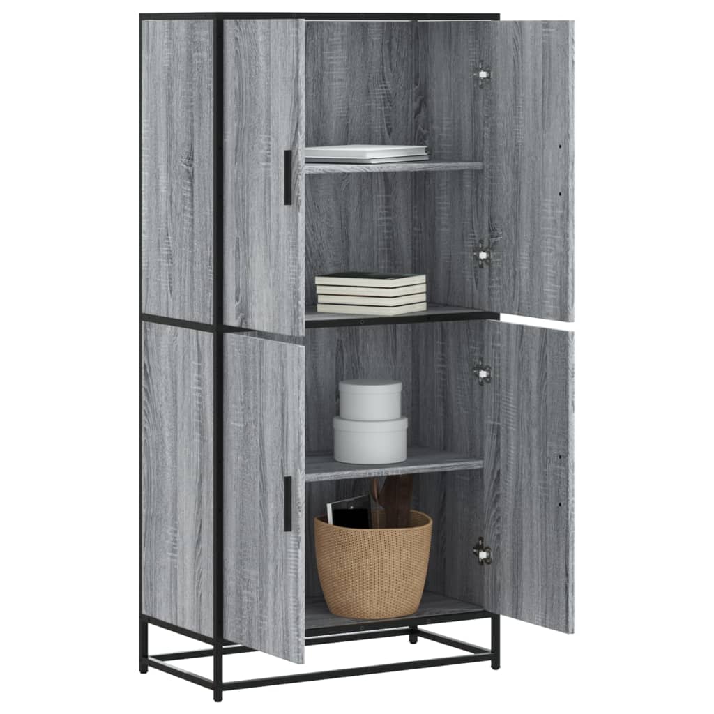 Highboard grå sonoma 68x35x139 cm konstruert tre