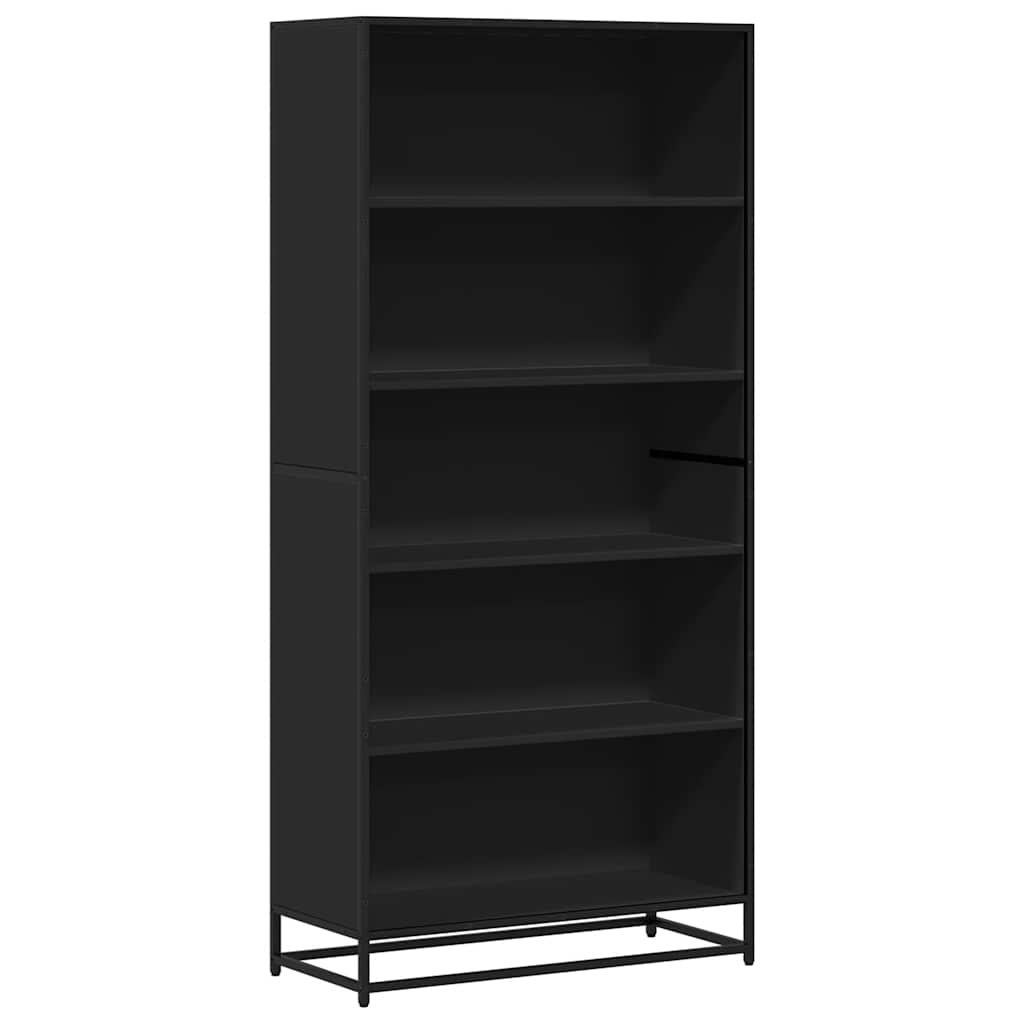 Bokhylle svart 80,5x35x170,5 cm konstruert tre