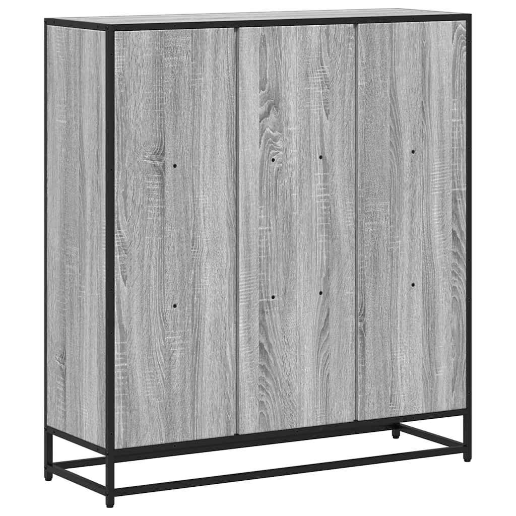 Bokhylle grå sonoma 97,5x33x107,5 cm konstruert tre og metall