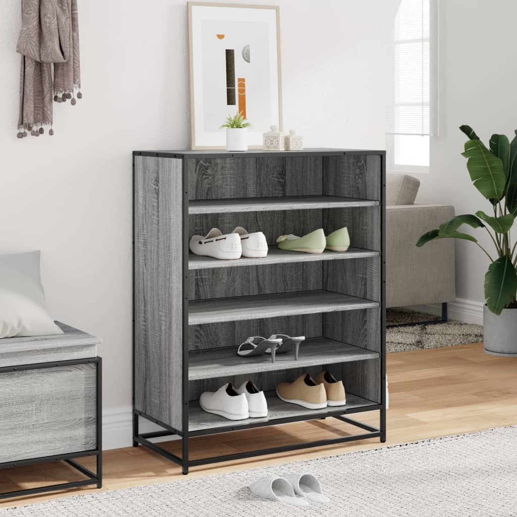 Skoskap grå sonoma 75x38x97,5 cm konstruert tre og metall