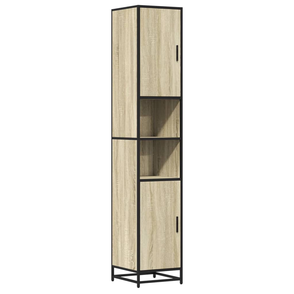 Baderomsskap sonoma eik 35x37,5x188,5 cm konstruert tre metall