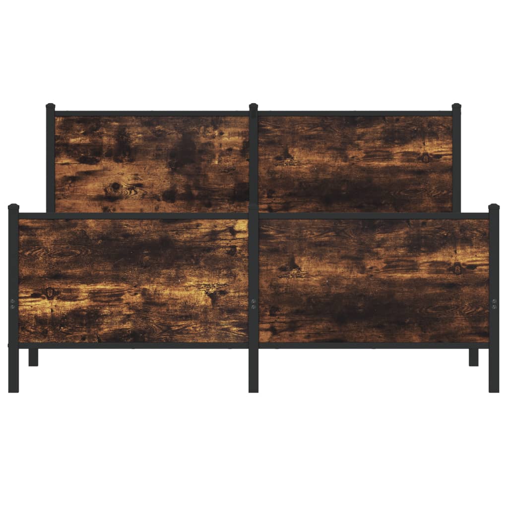 Sengeramme i metall uten madrass røkt eik 140x200 cm