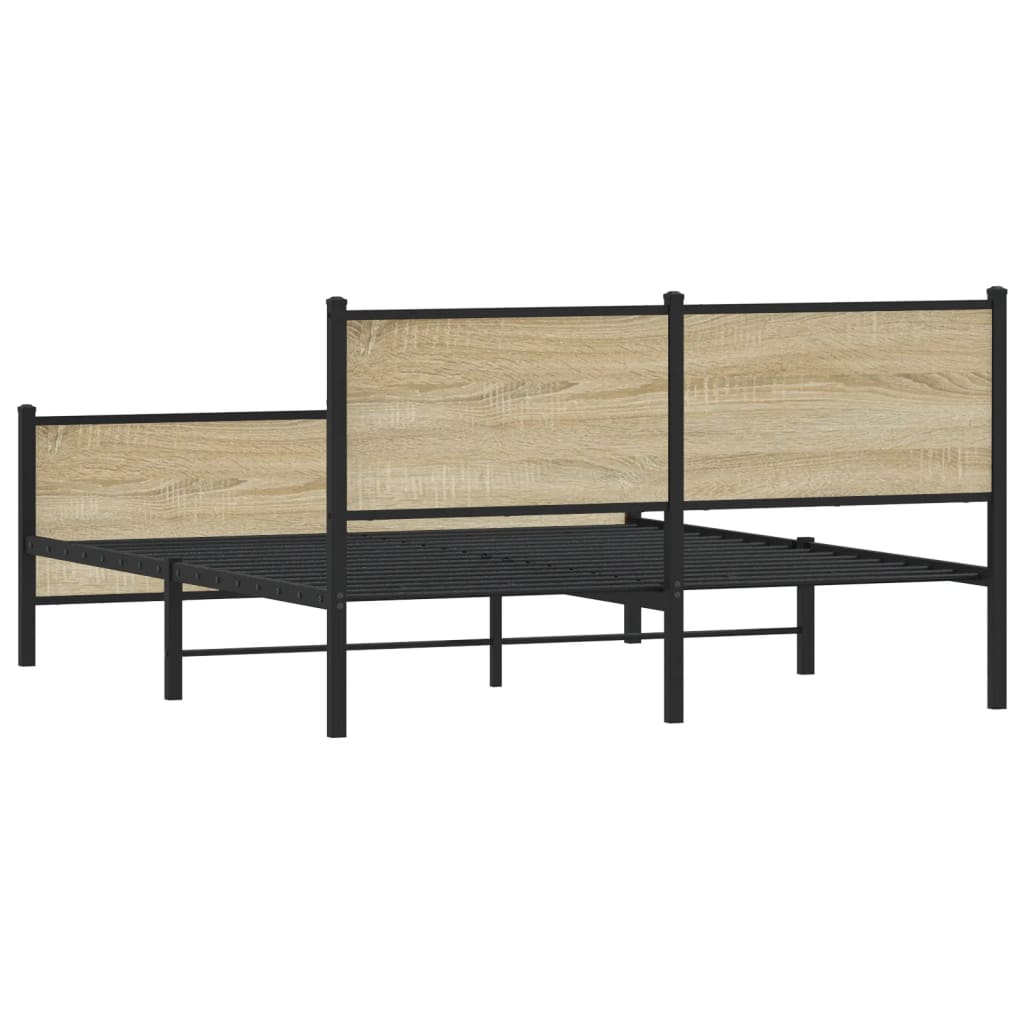Sengeramme i metall uten madrass sonoma eik 140x200 cm