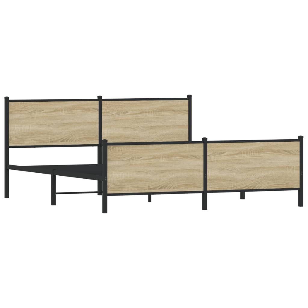 Sengeramme i metall uten madrass sonoma eik 183x213 cm